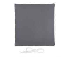 Relaxdays, grau Sonnensegel quadratisch, wasserabweisend, UV-Schutz, mit Spannseilen, Terrasse, Balkonsegel BxT: 2 x 2 m