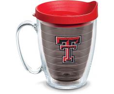 Tervis 1095816 Texas Tech Red Raiders Logo Tumbler with Emblem and Red Lid 16oz Mug, Quartz