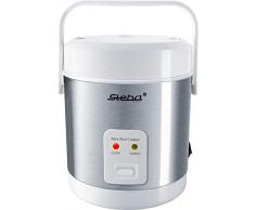 Steba Mini-Reiskocher RK 4 M | 0,9 Liter Volumen | EinfacheEin-Knopf Bedienung | Warmhaltefunktion | Antihaftbeschichteter Innentopf | Kontrollampe | Tragegriff | inkl. Reislöffel & Messbecher