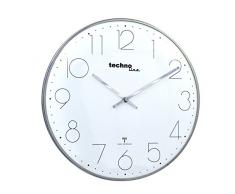 moderne, filigrane Funkwanduhr mit gewölbter Glasabdeckung und einem sehr übersichtlichen Ziffernblatt, von Technoline, Ø 40 cm, Chrom - Optik