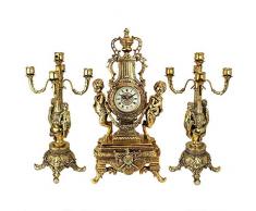 Design Toscano Chateau Beaumont Ensemble aus großer Standuhr und Kandelabern, 30,5 x 21,6 x 61 cm