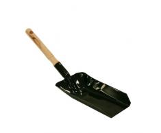 Kamino Flam Kohlenlöffel 333015, Kohleschaufel mit Holzheft, schwarz lackiertes Schaufelblatt mit Holzstiel mit SB-Lochung, die Schaufel liegt gut in der hand und ist abgeschliffen, das Blech des Kaminbestecks ist dick und hochwertig,