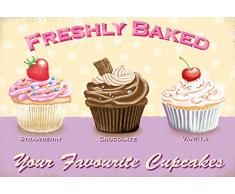 Schatzmix Freshly Baked Cupcakes Erdbeer Shoko Vanilla Metal Sign deko Sign Garten Blech