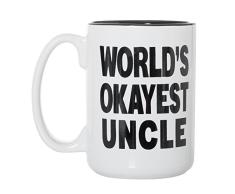 Kaffeetasse, doppelseitig, groß, 425 ml, Schwarz 15 oz Okayest Onkel der Welt