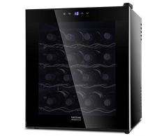 Cecotec Weinkühlschrank von 8-16 Flaschen. Tür aus Kristall- Design, Paneel Taktil und LED Bildschirm. (16, Edelstahl)