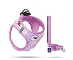 Curli Vest Geschirr Air-Mesh + Basic Leine, Pink-Circles