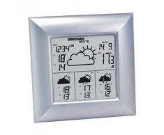 Technoline WD 4000 satellitengestützte Wetterstation mit Uhrzeit, Innen/Außentemperaturanzeige, zuverlässige Wettervorhersage für 4 Tage, silber, 14,8 x 5,4 x 14,8 cm