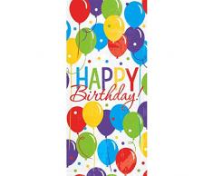 Amscan 370298 - Geschenktasche Luftballons, 50 Stück, Größe 29,2 x 12,7 cm, Happy Birthday, Kunststoff, Mehrfarbig, Alles Gute zum Geburtstag, Konfetti, Give Away, Geschenk, Überraschung, Verpackung