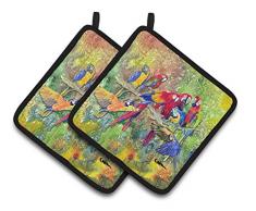 Caroline s Treasures Papageien Fülle, Paar Topflappen 8600–2pthd, 7.5hx7.5 W, multicolor