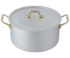 Ottinetti 1521024 Stieltopf mit Kupferdeckel, gebürstetes Aluminium, 24 cm