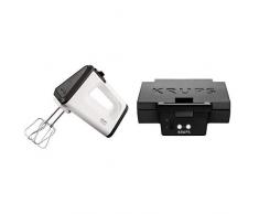 Krups GN5021 Handmixer mit Turbostufe (500 Watt, 3 Mix 5500, Turbo-Quirle und Spriral-Kneter aus edelstahl) weiß/schwarz & FDK 451 Sandwich-Toaster (850 Watt, Toastplatten 25 x 12 cm) schwarz