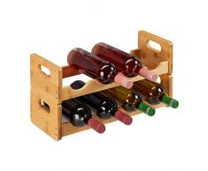 Relaxdays 10025949 Weinregal, platzsparende Weinablage für 8 Flaschen, quer, Flaschenregal aus Bambus, HBT 24 x 47 x 18 cm, Natur