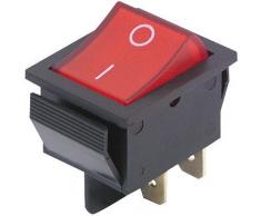 MC POWER - Wippenschalter | 4-polig, rote beleuchtete Wippe, 250V/15A, 2 Stellungen: EIN/AUS