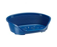 Ferplast Kunststoff Haustierkorb für Hunde und Katzen Siesta Deluxe 8, Tierkorb, Lüftungsschlitze im Boden, Rutschfest, Komfortabler hoher Rand auch als Kinnstütze, 82 x 59,5 x H 25 cm, blau