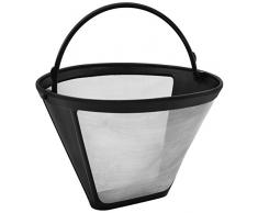 Fackelmann Silberton Dauerkaffeefilter Nr. 4, Permanent Filter aus Edelstahlgewebe - für Kaffee & als Teesieb verwendbar (Farbe: Silber/Schwarz), Menge: 1 Stück