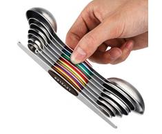 Magnetische Messlöffel aus Edelstahl mit Hebel doppelseitig Teelöffel für Messungen trockene und flüssige Zutaten 8er Set measuring spoon of 8