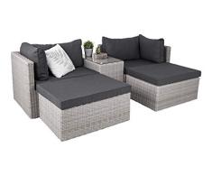 Homexperts Lounge Set CHILL/Edle Garten-Garnitur Polstern Couchtisch mit Glas-Platte/PE Rattan/Gestell Metall/Outdoor Sofa/Longchair/Variabel stellbar/XXL, Grau und Anthrazit