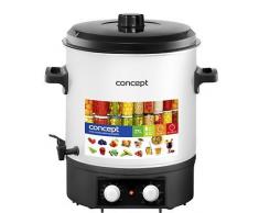 CONCEPT Hausgeräte ZH0030 Einkochtopf, Edelstahl mit Zeitschaltuhr, Nutzbar als Heissgetränkespender/Glühweinspender, 27 L, 2000 W, 39 x 63 cm