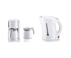 SEVERIN Kaffeemaschine, Für gemahlenen Filterkaffee, 8 Tassen, Inkl. 2 Thermokannen, KA 9233, Weiß & WK 3482 Wasserkocher (ca. 2.200 W, 1,7 L) weiß