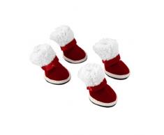 Sourcingmap Doggy Weihnachtsstiefel mit abnehmbarem Verschluss, Größe 1, Rot/Weiß