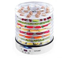 Concept SO2020 Dörrautomat Raw Food 500 W, LCD-Display, 2 x Tabletts Raw, Thermostat Variable 35 – 70 °C, Timer Digital, 9 Tabletts weiß, 500