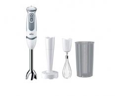 Braun Minipimer 5207 Stabmixer 1000 W, 21 Geschwindigkeitsstufen und Turbofunktion, spritzwassergeschützt, Powerbell Plus, 3 Zubehörteile (Stabmixer, Passier), 600 ml Messbecher, weiß