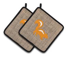 Caroline s Treasures Skunk Faux Jute & Orange Paar Topflappen bb1125-bl-or-pthd, 7.5hx7.5 W, multicolor