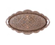 Türkische Ottoman Kaffee Tee Getränk Servieren Tablett Ellipse (Antik Kupfer)