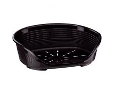 Ferplast Kunststoff Haustierkorb für Hunde und Katzen Siesta Deluxe 10, Tierkorb, Lüftungsschlitze im Boden, Rutschfest, Komfortabler hoher Rand auch als Kinnstütze, 93,5 x 68 x H 28,5 cm, schwarz