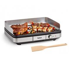 Tefal CB690D Maxi Plancha XXL Tischgrill (2300 Watt, 5 Temperatureinstellungen, Antihaft-Versiegelung, für Outdoor-Einsatz zertifiziert) Schwarz/Silber