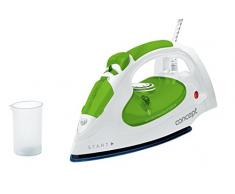 CONCEPT Hausgeräte zn8012 Dampfbügeleisen mit keramischer Bügelsohle, 2200 W, 0,24 L, weiß/grün