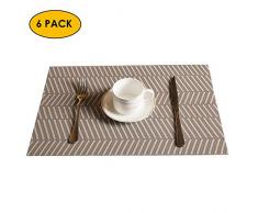 Mqmall Tischsets, waschbar, wärmeisolierend, rutschfest, 30 x 45 cm, 6 Stück, PVC, himmelblau, 30x45cm