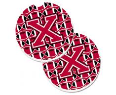Caroline s Treasures Buchstabe X Fußball Crimson & Weiß Set von 2 Tasse Halterung Auto Untersetzer cj1079-xcarc, 2,56, multicolor