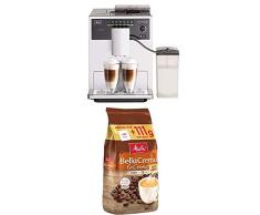 Melitta Caffeo CI E970-101 Kaffeevollautomat, mit Milchbehälter, Zweikammern-Bohnenbehälter, 15 Bar, Silber + Ganze Kaffeebohnen, 100% Arabica, vollmundig und ausgewogen, Stärke 3