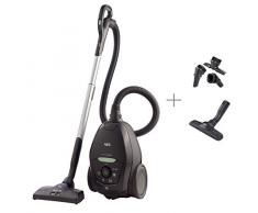 AEG VX82-1-ÖKO Staubsauger mit Beutel (75% Recyclingmaterial, automatische Saugkraftregulierung, extrem leise auch auf Teppich, Aufnahme von großen + kleinsten Partikeln, langes Kabel, 600W, schwarz)