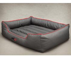 HobbyDog Hundebett Hundesofa Hundekorb Tierbett Verschiedene Größen und Farben Cordura Comfort (L - 65x50x20, 12 - grau mit rot)