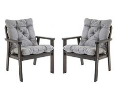 Ambientehome Gartensessel Loungesessel Sessel Gartenstuhl Massivholz inkl. Kissen HANKO, Taupegrau, 2-teiliges Set