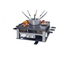 Solis Raclette, Tischgrill und/oder Fleischfondue, 8 Personen, Edelstahl, Combi-Grill 3 in 1 (Typ 796)