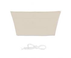 Relaxdays, beige Sonnensegel Trapez, wasserabweisend, UV-beständig, Spannseile, Terrasse, Balkon, Pool, Maße 3x5,5x4x4m