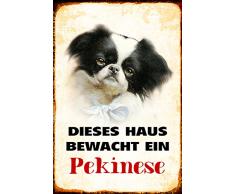 Schatzmix Dieses Haus bewacht EIN Pekinese Hund Metal Sign deko Schild Blech Garten