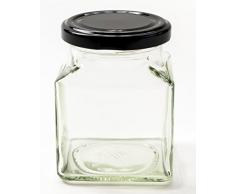 Nutleys quadratische Marmeladengläser mit schwarzen Deckeln, 200 ml, 6 Stück