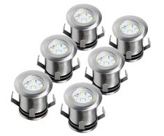 Ranex 5000.475 LED Bodeneinbaustrahler für Außen - 6er-Set, befahrbar, bis zu 1.250 kg belastbar, 12 V Niedervolt (inkl. Netzteil), 12 m Kabel, rund