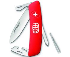Felco Taschenmesser, Klappmesser, Schnappmesser (9 Funktionen inkl. Schraubenzieher Robuste Klinge aus Edelstahl Kratzfester Griff) 504, Rot