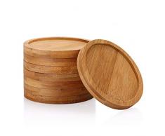 Autrix 7,1 cm Bambus Pflanze Untertasse Rund Blumentopf Tablett für Innen und Außenbereich Pflanzen, Set von 8
