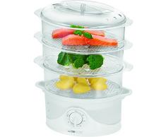 Clatronic Dampfgarer DG 3665, 3 Dampfgarbehälter, Timer, Wasserstandsanzeige, 800 Watt, weiß