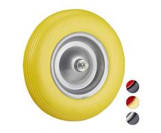 Reldays Schubkarre Ersatzrad mit Achse 4.80 4.00-8 PU Gummi Achse 100 kg gelb grau