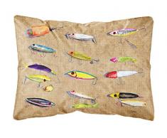 Carolines Treasures 8796PW1216 Dekokissen, Angelköder, Leinenstoff, groß, Mehrfarbig