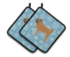 Caroline s Treasures Winter Schneeflocke Mops Paar Topflappen bb3547pthd, 7.5hx7.5 W, multicolor