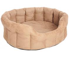 P & L Superior Pet Beds Ltd Premium Oval aus Wildlederimitat Softee Bett mit Kissen Unterteil aus Schaumstoff, Medium, Braun