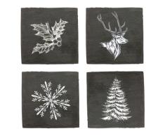 Twine Rustic Holiday Untersetzer aus Schiefer, Schwarz